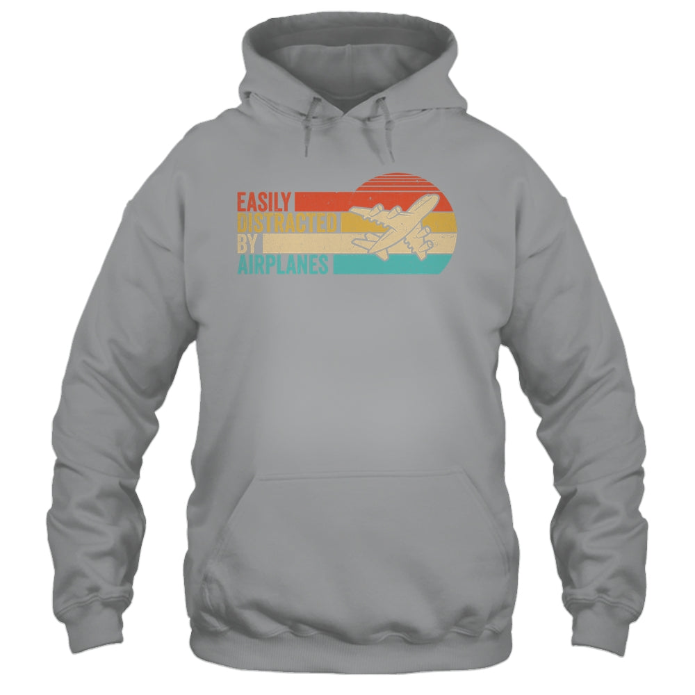 Easily Distracted By Airplanes Funny Pilot Aviation Plane Shirt & Hoodie | siriusteestore