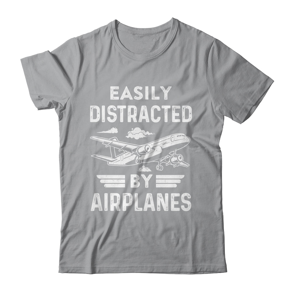 Easily Distracted By Airplanes Pilot Design For Men Funny Shirt & Hoodie | siriusteestore