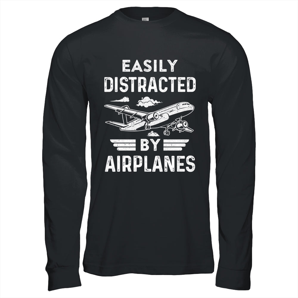 Easily Distracted By Airplanes Pilot Design For Men Funny Shirt & Hoodie | siriusteestore