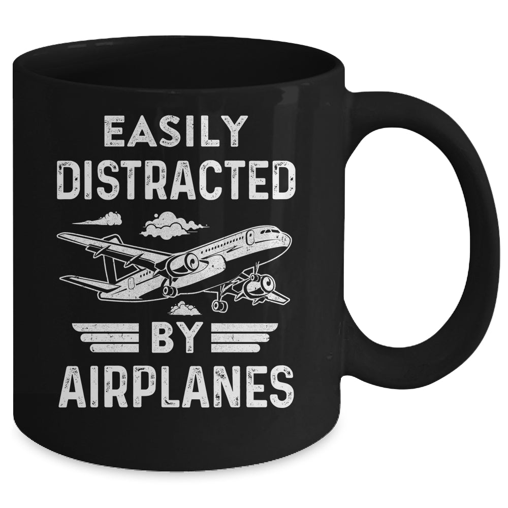 Easily Distracted By Airplanes Pilot Design For Men Funny Mug | siriusteestore