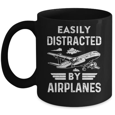 Easily Distracted By Airplanes Pilot Design For Men Funny Mug | siriusteestore