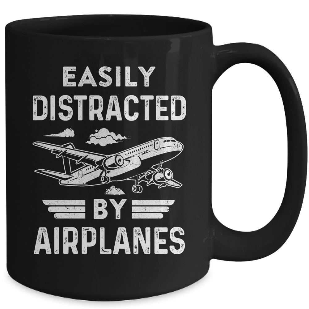 Easily Distracted By Airplanes Pilot Design For Men Funny Mug | siriusteestore