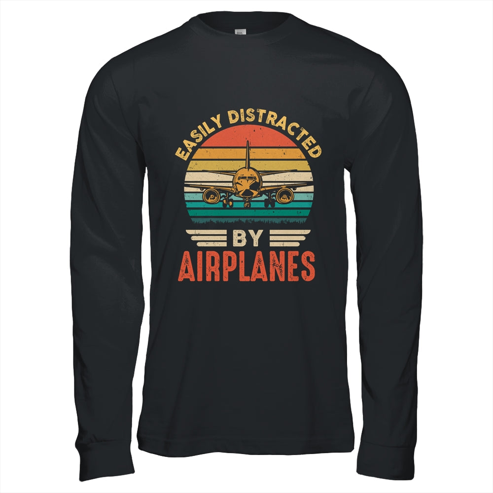 Easily Distracted By Airplanes Pilot Funny Aviation Shirt & Hoodie | siriusteestore