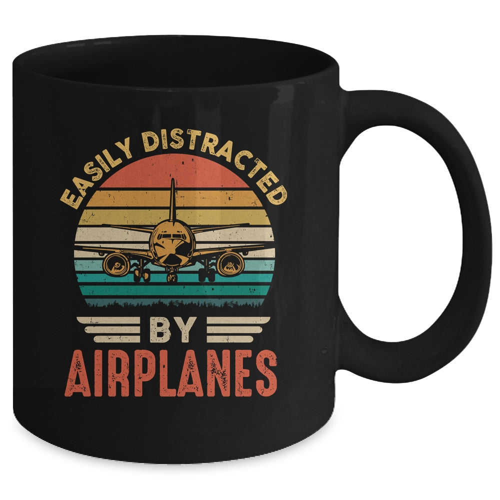 Easily Distracted By Airplanes Pilot Funny Aviation Mug | siriusteestore