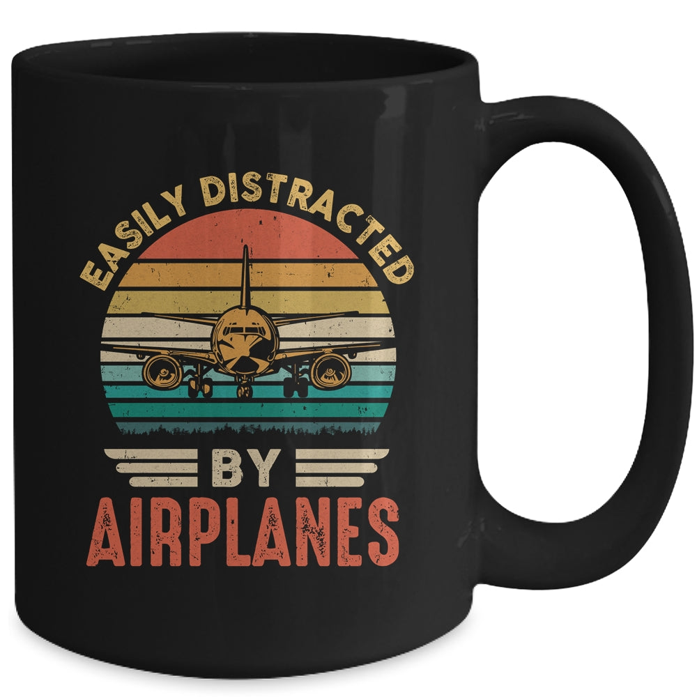Easily Distracted By Airplanes Pilot Funny Aviation Mug | siriusteestore