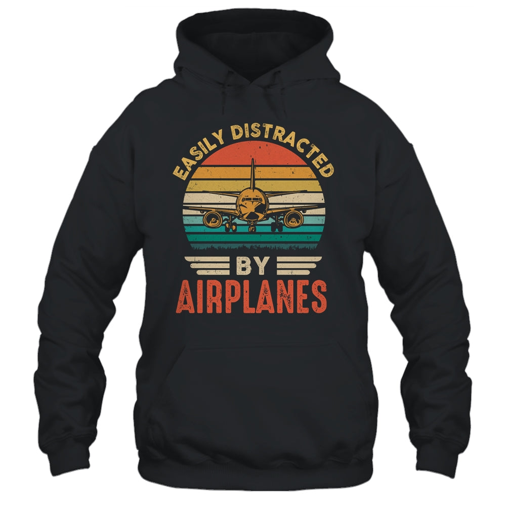 Easily Distracted By Airplanes Pilot Funny Aviation Shirt & Hoodie | siriusteestore