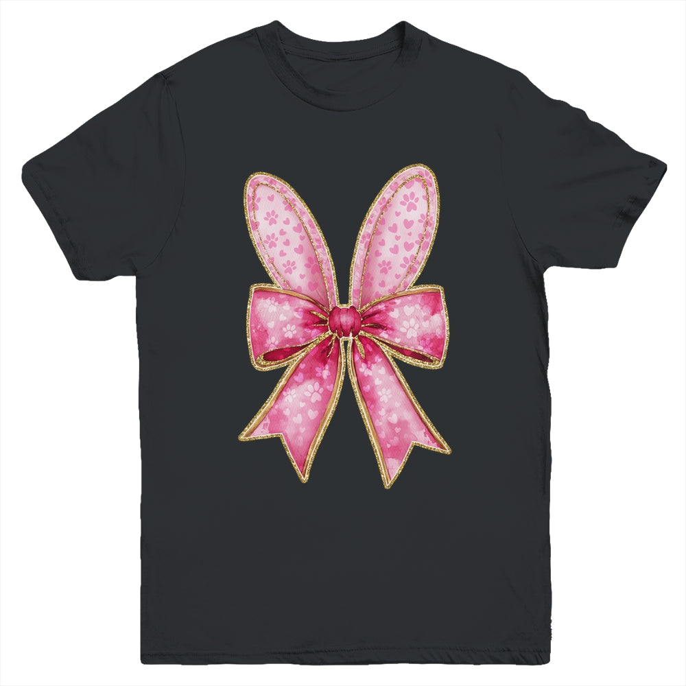 Easter Bunny Coquette Bow Day Happy Easter Girls Jesus Youth Shirt | siriusteestore