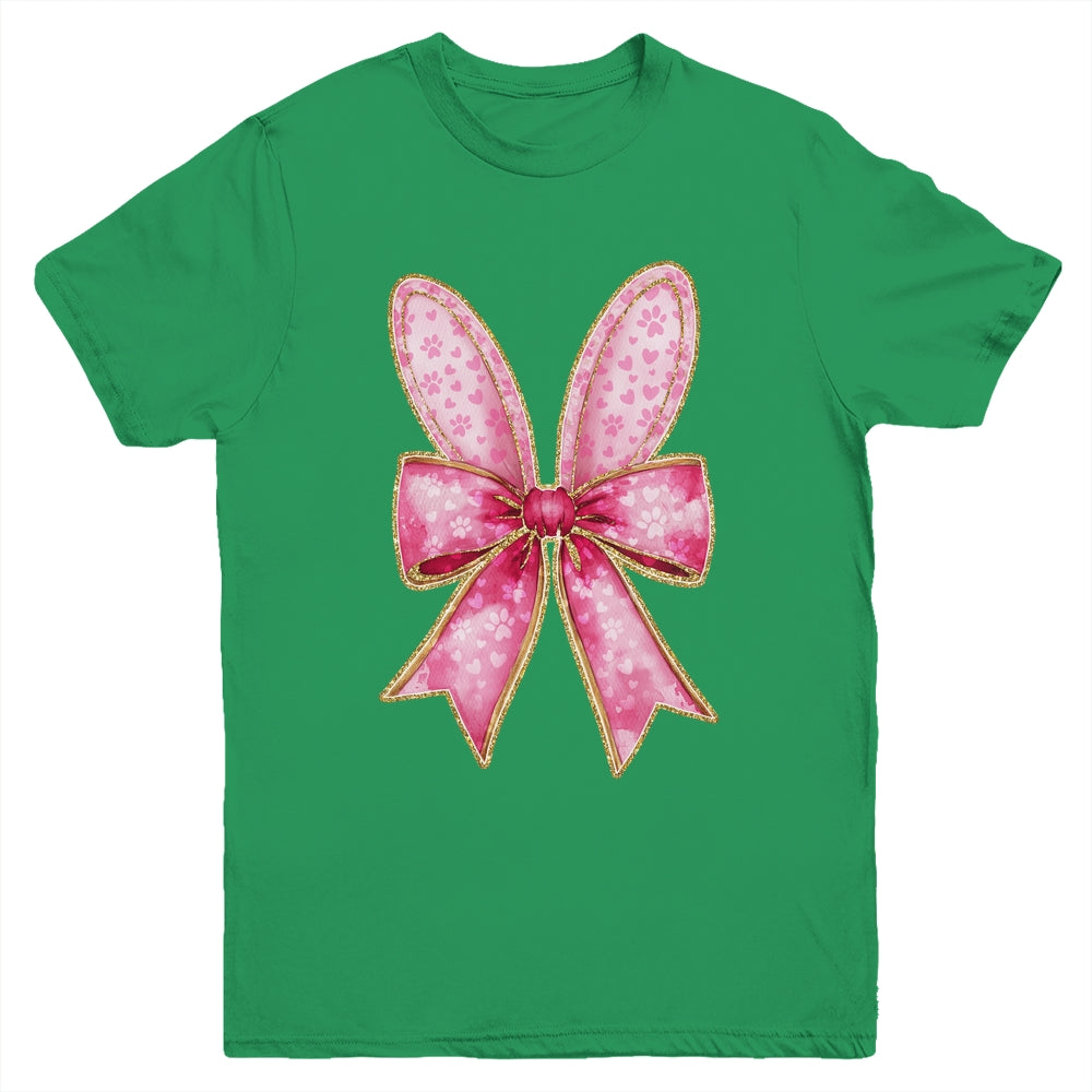 Easter Bunny Coquette Bow Day Happy Easter Girls Jesus Youth Shirt | siriusteestore