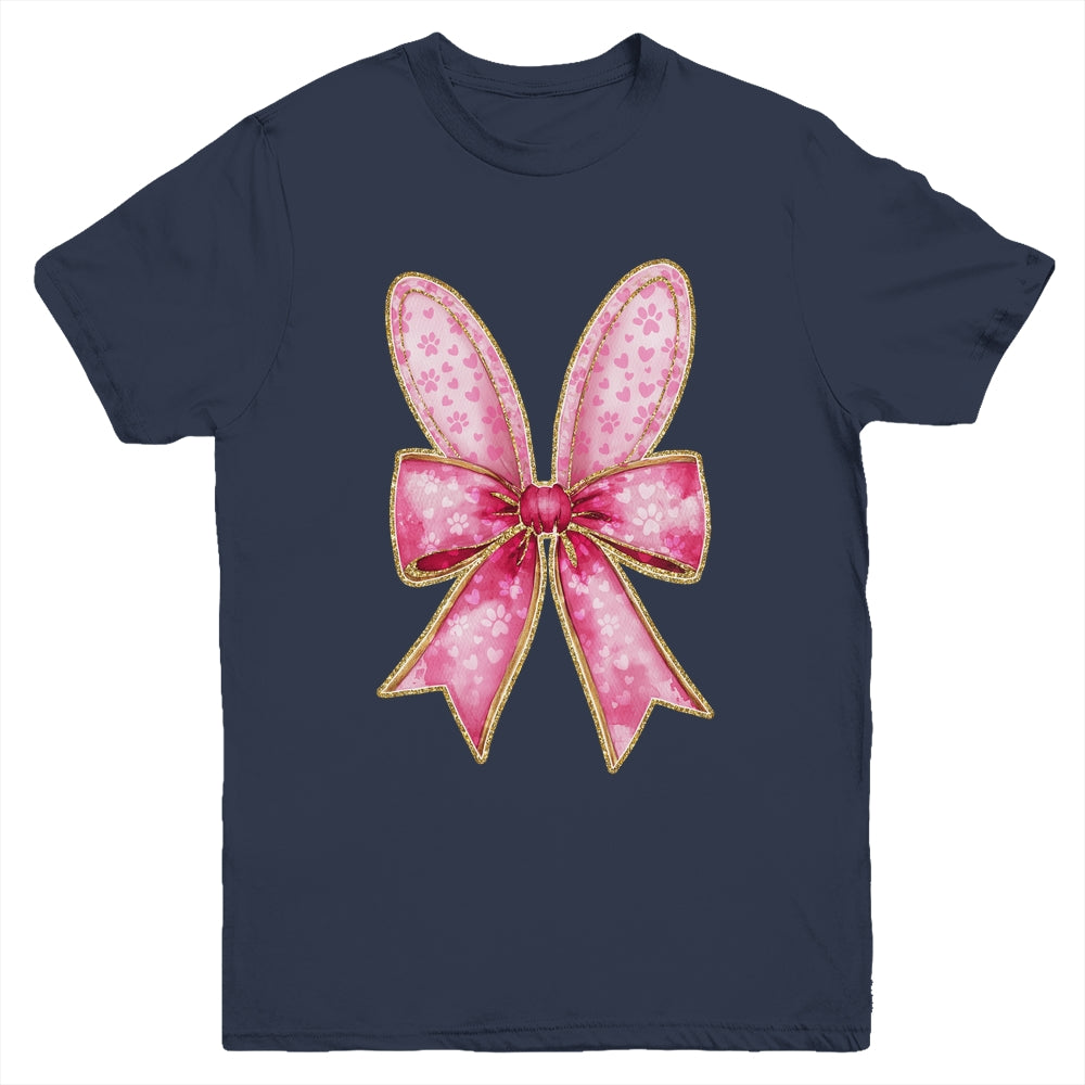 Easter Bunny Coquette Bow Day Happy Easter Girls Jesus Youth Shirt | siriusteestore