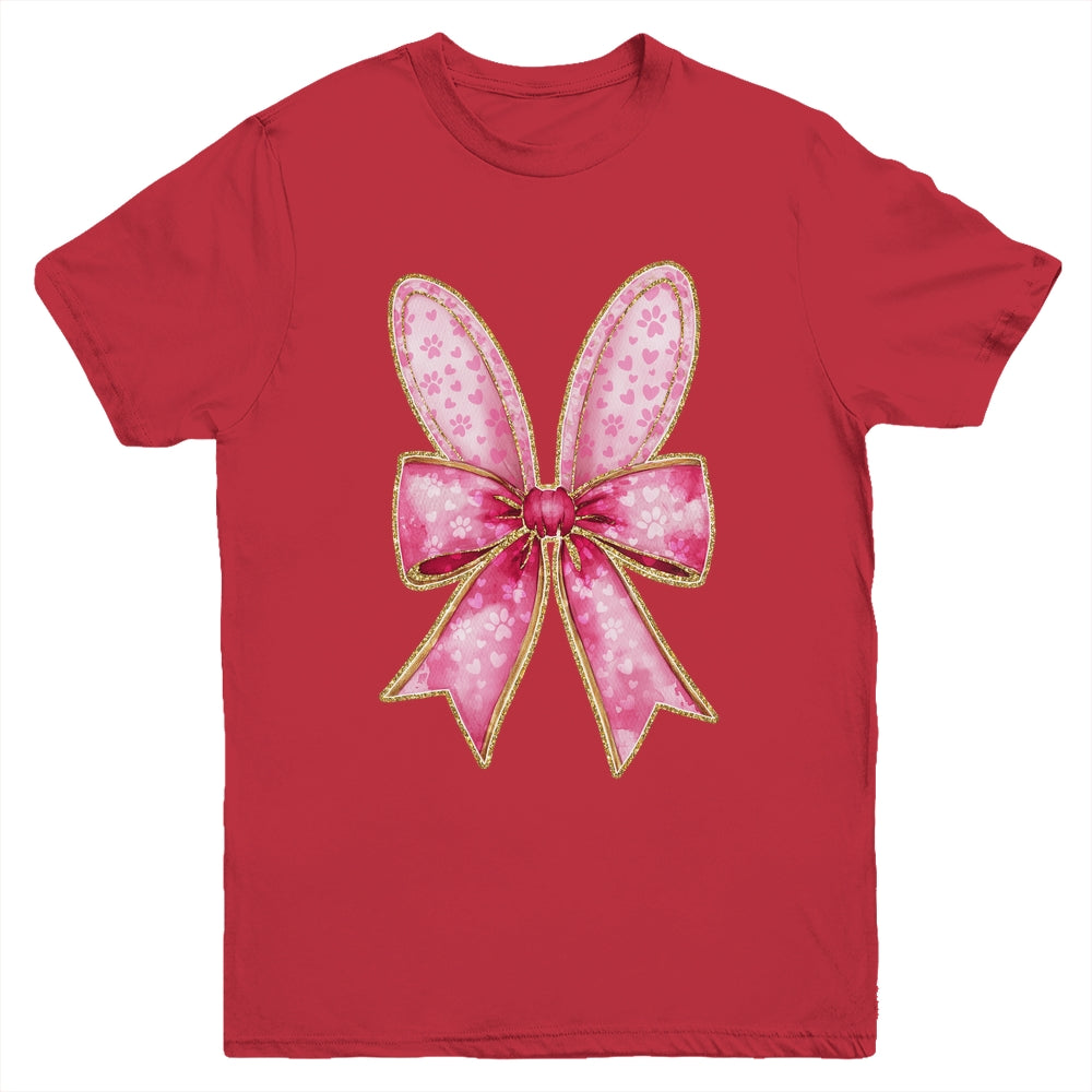 Easter Bunny Coquette Bow Day Happy Easter Girls Jesus Youth Shirt | siriusteestore