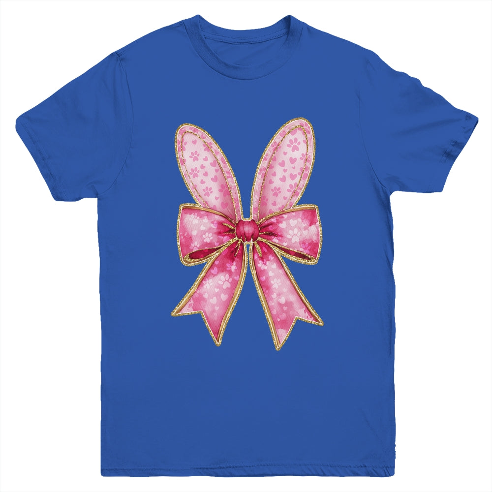 Easter Bunny Coquette Bow Day Happy Easter Girls Jesus Youth Shirt | siriusteestore