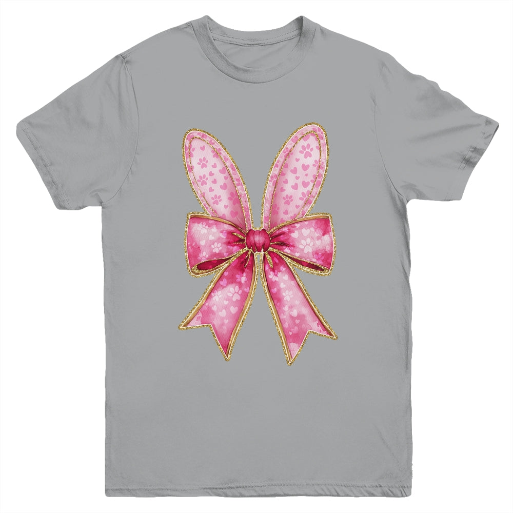 Easter Bunny Coquette Bow Day Happy Easter Girls Jesus Youth Shirt | siriusteestore
