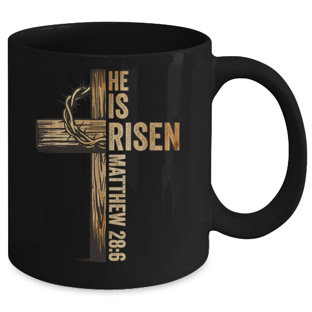 Easter Cross He Is Risen Jesus Christian Men Women Kids Mug | siriusteestore