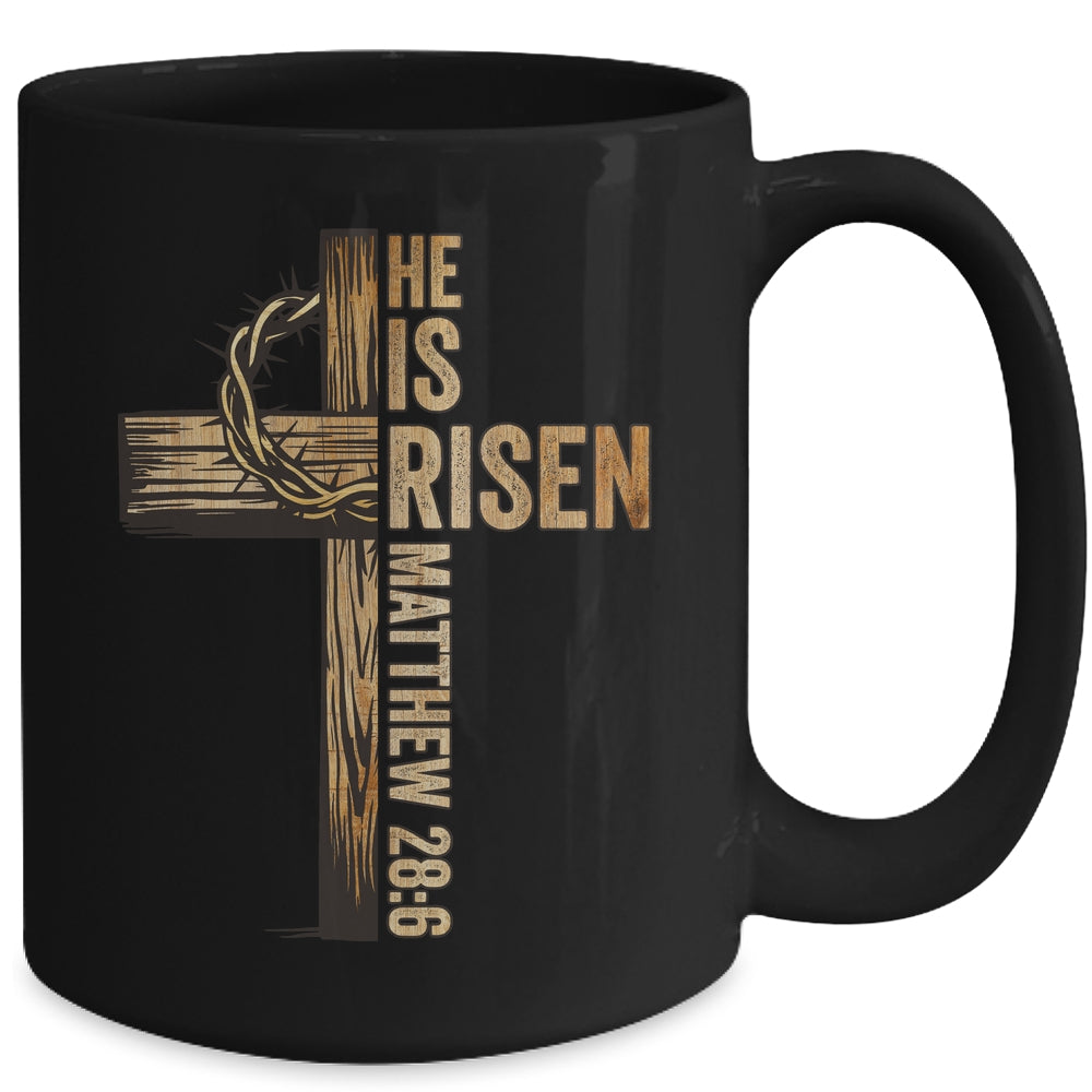 Easter Cross He Is Risen Jesus Christian Men Women Kids Mug | siriusteestore