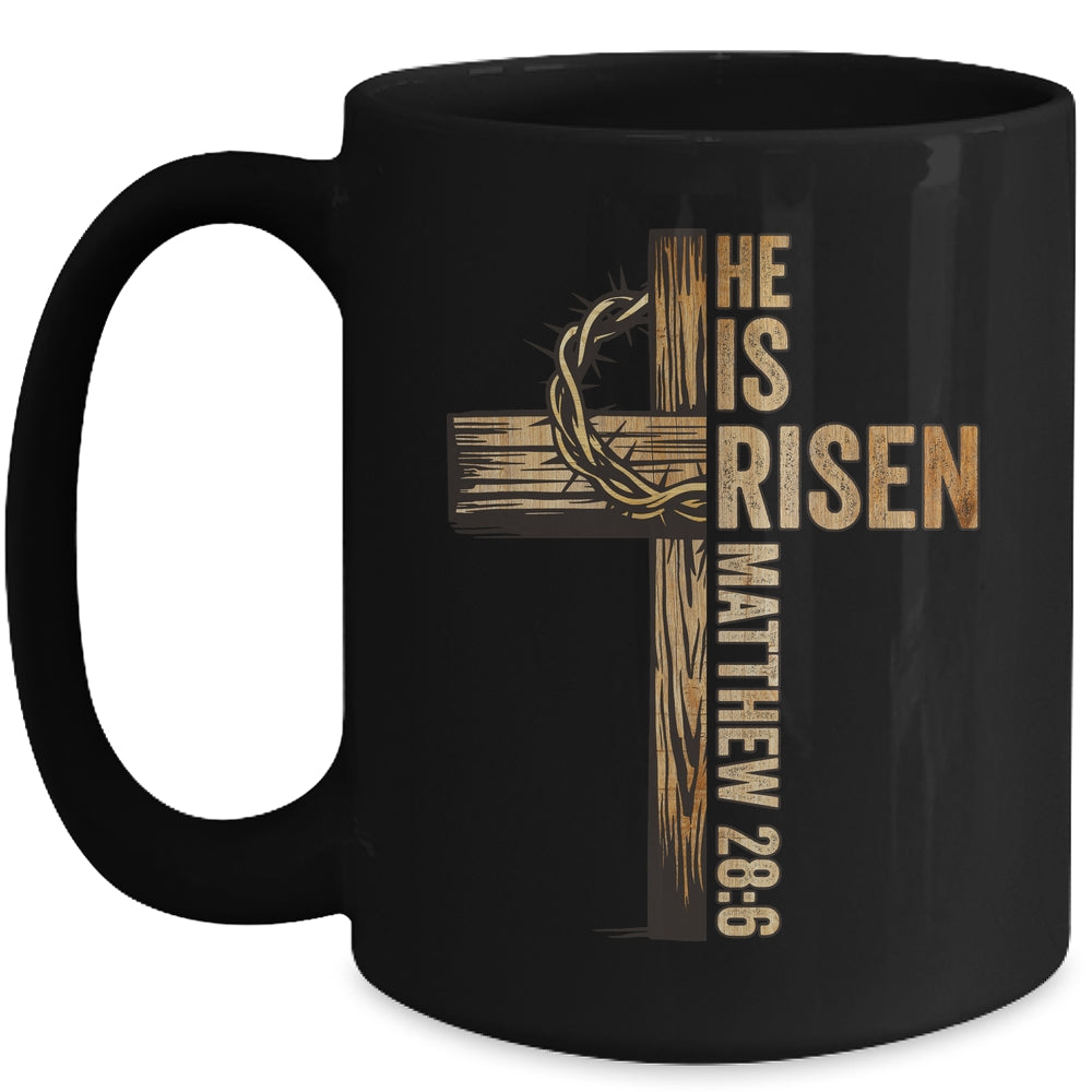 Easter Cross He Is Risen Jesus Christian Men Women Kids Mug | siriusteestore