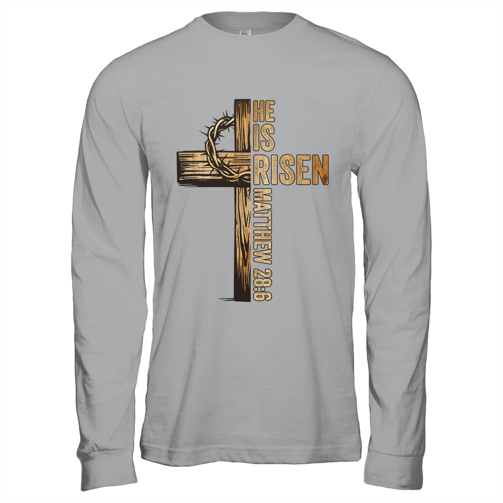 Easter Cross He Is Risen Jesus Christian Men Women Kids Shirt & Hoodie | siriusteestore