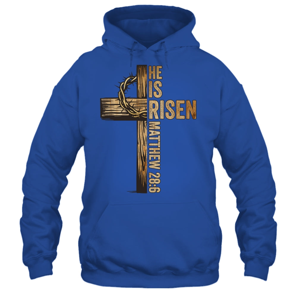 Easter Cross He Is Risen Jesus Christian Men Women Kids Shirt & Hoodie | siriusteestore