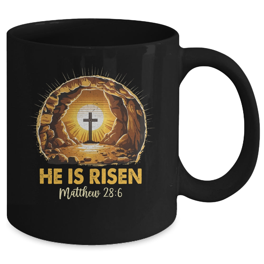 Easter He Is Risen Cross Matthew Jesus Christian Men Women Mug | siriusteestore