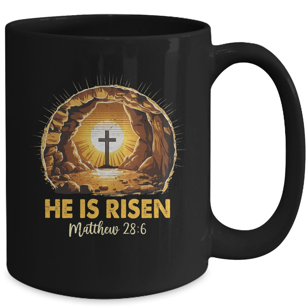 Easter He Is Risen Cross Matthew Jesus Christian Men Women Mug | siriusteestore