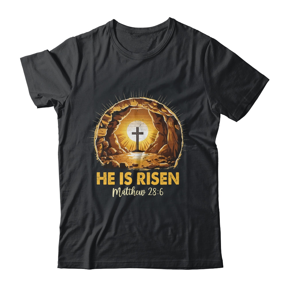 Easter He Is Risen Cross Matthew Jesus Christian Men Women Shirt & Hoodie | siriusteestore
