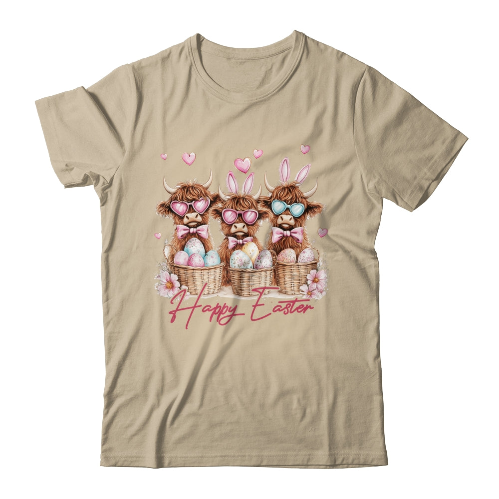 Easter Highland Cow Cute Cow Easter Retro Happy Easter Shirt & Sweatshirt | siriusteestore