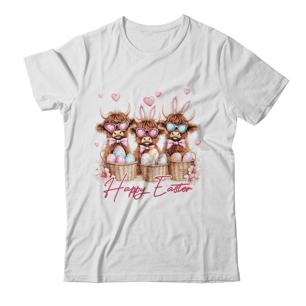 Easter Highland Cow Cute Cow Easter Retro Happy Easter Shirt & Sweatshirt | siriusteestore