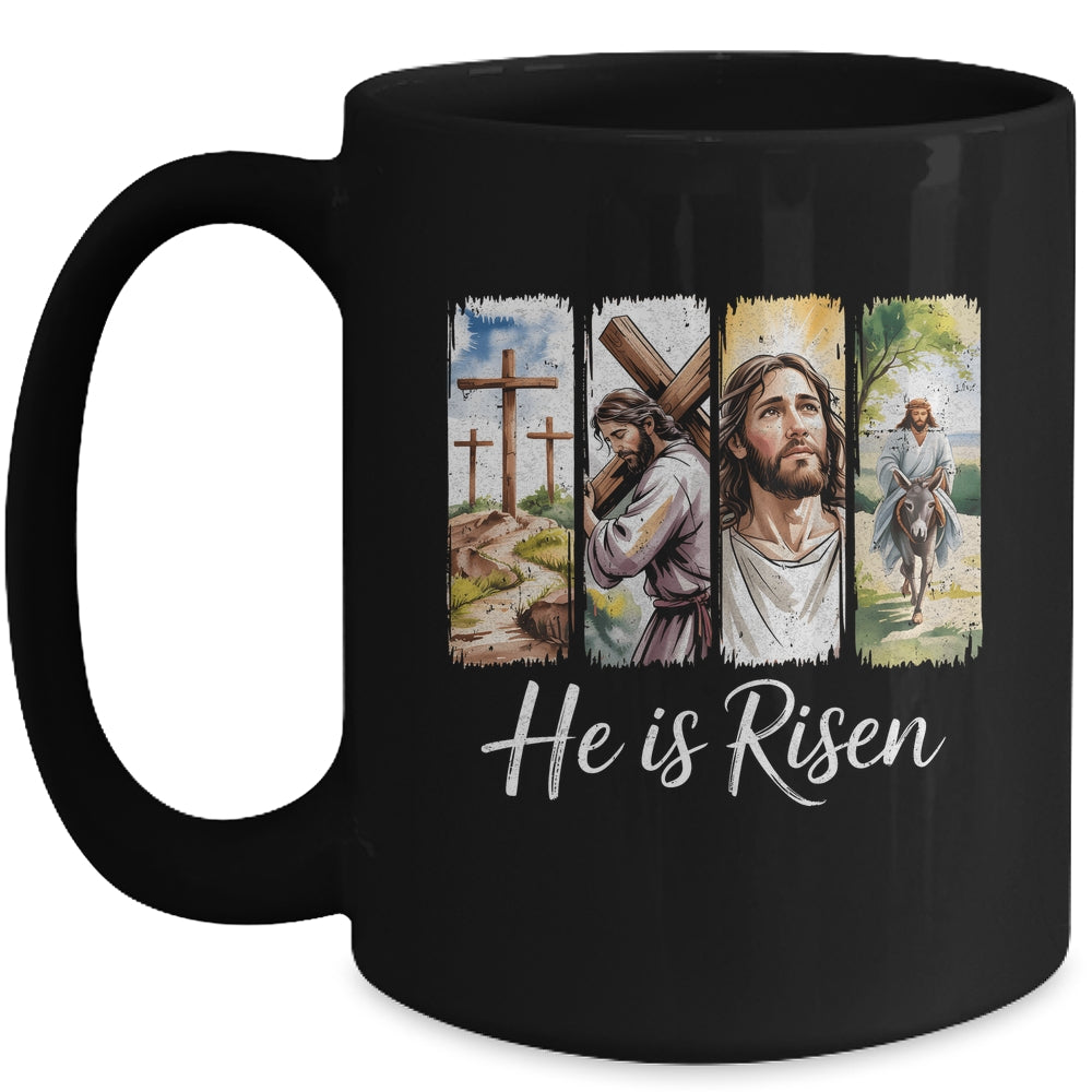 Easter Jesus He Is Risen 4 Scenes Christian Men Women Mug | siriusteestore