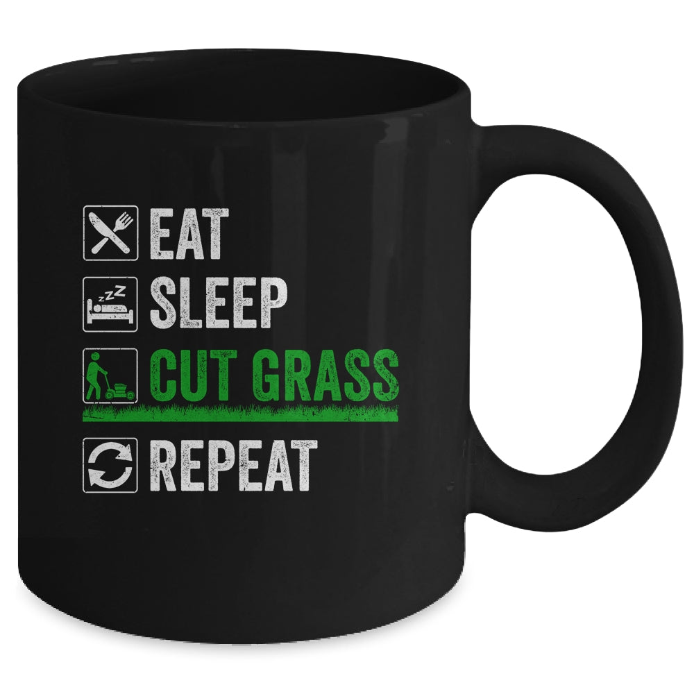 Eat Sleep Cut Grass Landscaping Funny Lawn Mowing Lawn Mower Mug | siriusteestore