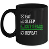 Eat Sleep Cut Grass Landscaping Funny Lawn Mowing Lawn Mower Mug | siriusteestore