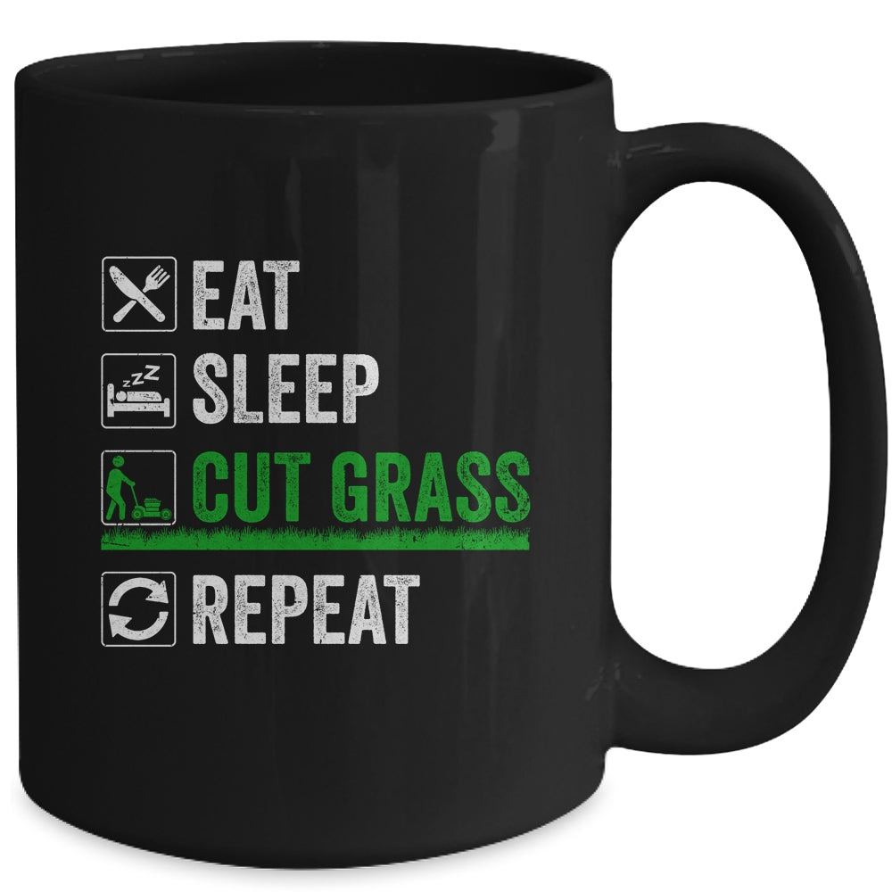 Eat Sleep Cut Grass Landscaping Funny Lawn Mowing Lawn Mower Mug | siriusteestore