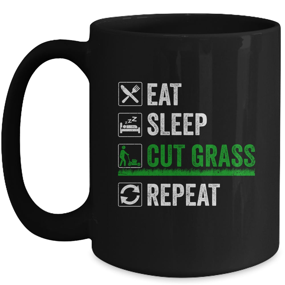 Eat Sleep Cut Grass Landscaping Funny Lawn Mowing Lawn Mower Mug | siriusteestore