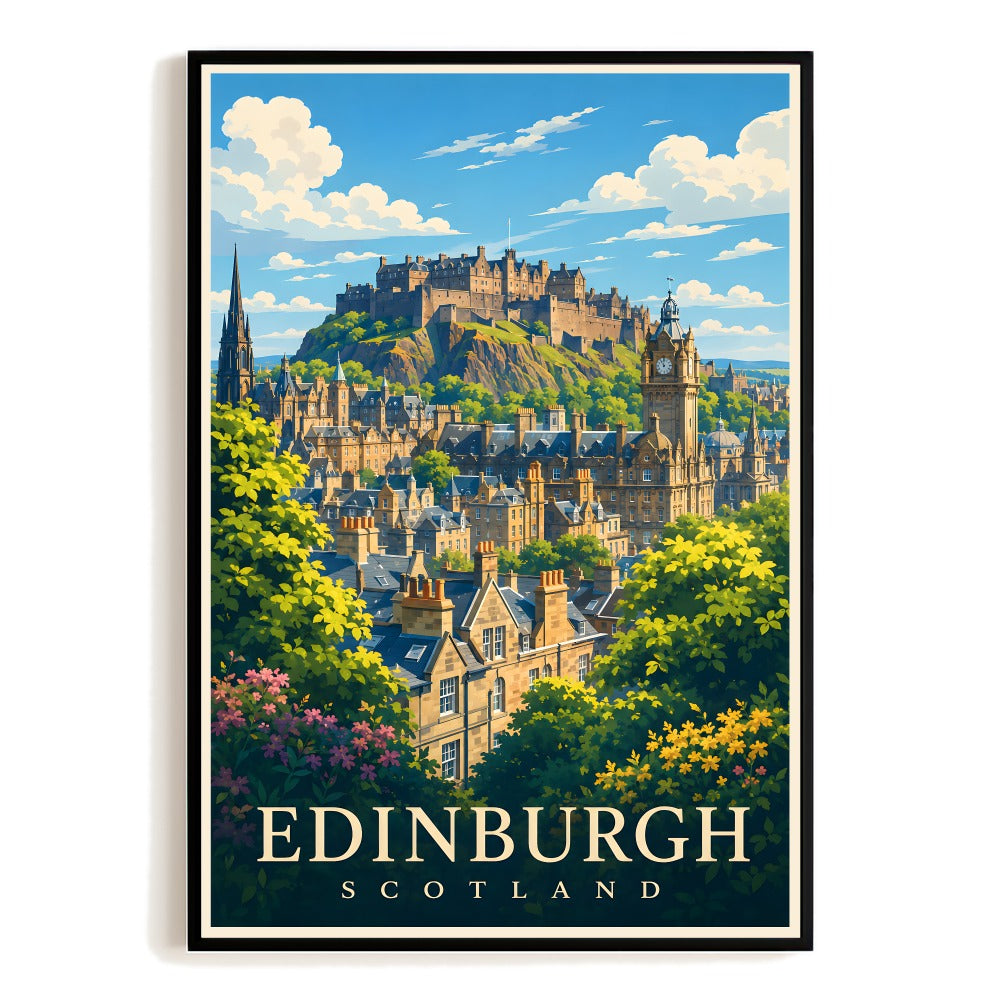 Edinburgh Scotland Vintage Travel Poster Scottish City Cityscape Wall Art Decor Landscape Print Painting Picture For Home Living Room Office Bedroom Decor Unframed | siriusteestore