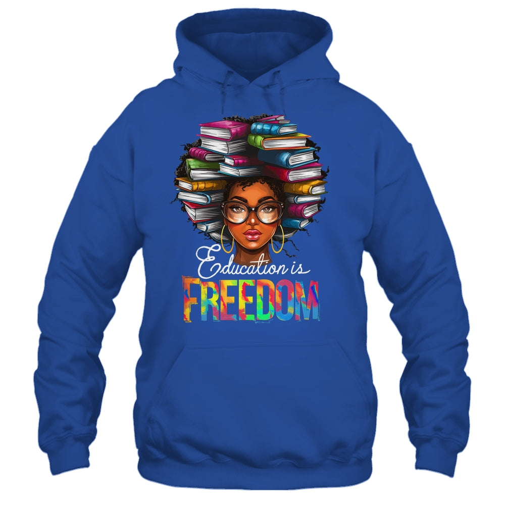 Education Is Freedom Black Teacher Books Black History Month Shirt & Tank Top | siriusteestore