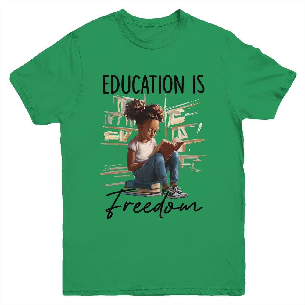Education Is Freedom Black Teacher Books Black History Month Youth Shirt | siriusteestore