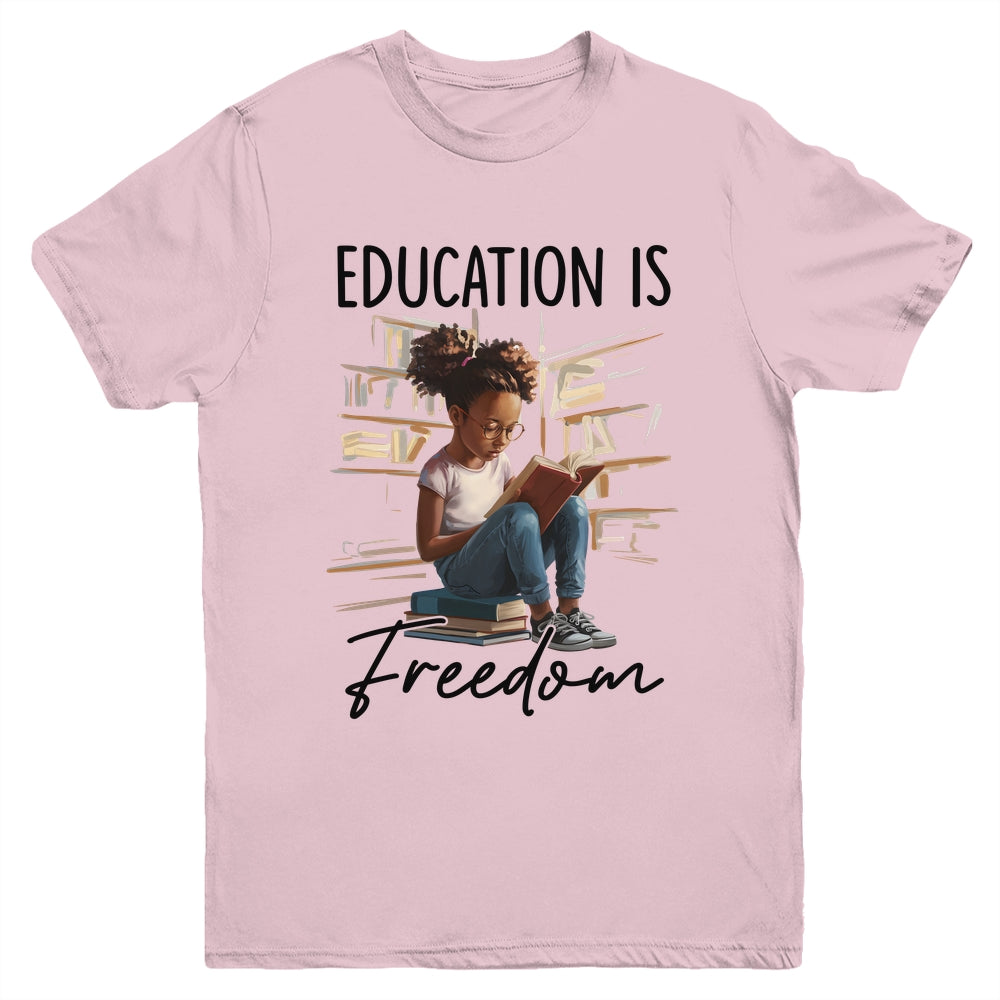 Education Is Freedom Black Teacher Books Black History Month Youth Shirt | siriusteestore