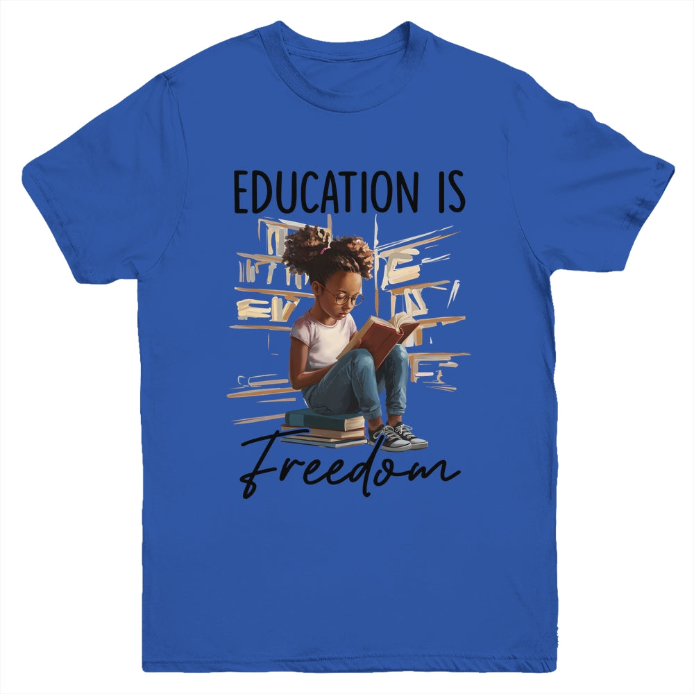 Education Is Freedom Black Teacher Books Black History Month Youth Shirt | siriusteestore