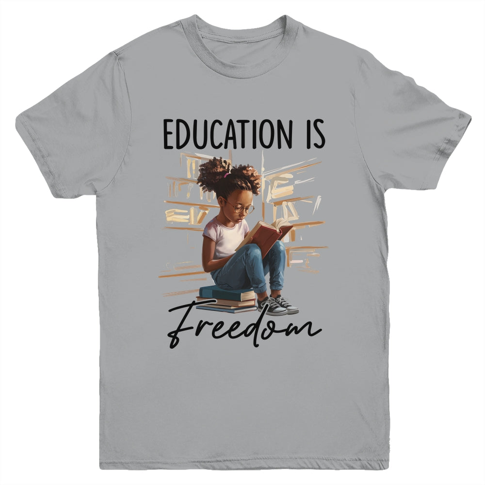 Education Is Freedom Black Teacher Books Black History Month Youth Shirt | siriusteestore