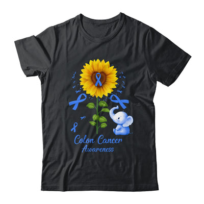 Elephant Blue Ribbon Colon Cancer Awareness Sunflower Shirt & Hoodie | siriusteestore