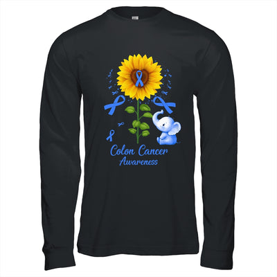 Elephant Blue Ribbon Colon Cancer Awareness Sunflower Shirt & Hoodie | siriusteestore