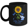 Elephant Blue Ribbon Colon Cancer Awareness Sunflower Mug | siriusteestore