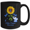 Elephant Blue Ribbon Colon Cancer Awareness Sunflower Mug | siriusteestore