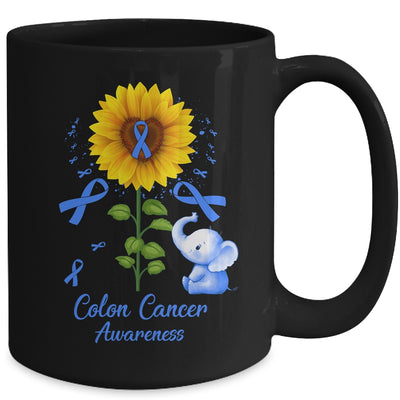 Elephant Blue Ribbon Colon Cancer Awareness Sunflower Mug | siriusteestore