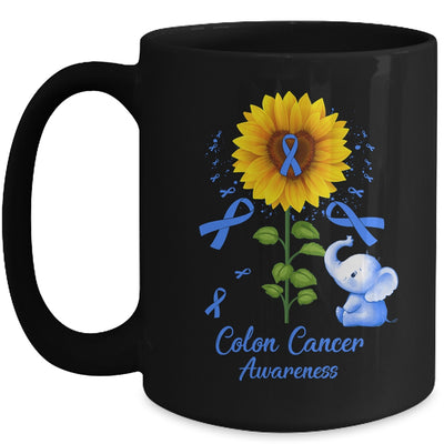 Elephant Blue Ribbon Colon Cancer Awareness Sunflower Mug | siriusteestore
