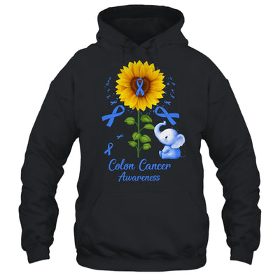 Elephant Blue Ribbon Colon Cancer Awareness Sunflower Shirt & Hoodie | siriusteestore