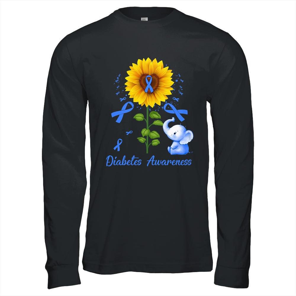 Elephant Blue Ribbon Diabetes Awareness Sunflower Shirt & Hoodie | siriusteestore