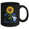 Elephant Blue Ribbon Diabetes Awareness Sunflower Mug | siriusteestore