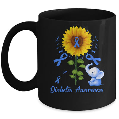 Elephant Blue Ribbon Diabetes Awareness Sunflower Mug | siriusteestore