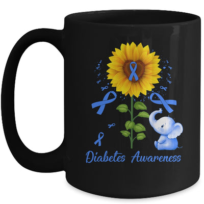 Elephant Blue Ribbon Diabetes Awareness Sunflower Mug | siriusteestore