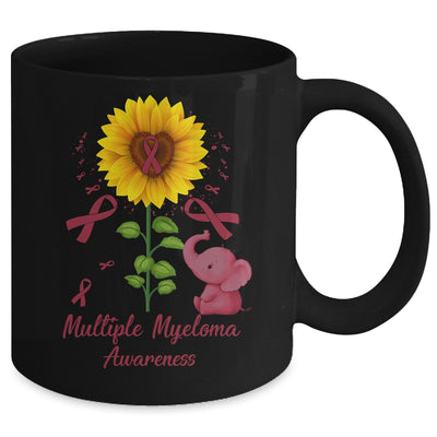 Elephant Burgundy Ribbon Multiple Myeloma Awareness Sunflower Mug | siriusteestore