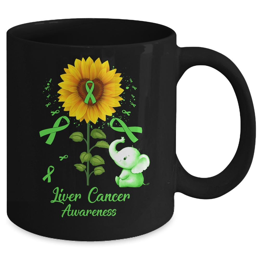 Elephant Green Ribbon Liver Cancer Awareness Sunflower Mug | siriusteestore